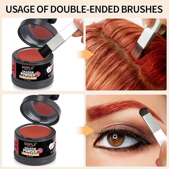 Root Cover Up Powder for Women - Hairline, Bald Spots, Eyebrows, Beard Line Touch Up - Light Blonde Hair Fibers for Thinning Hair Shadow, 2 Pack (Red Brown)