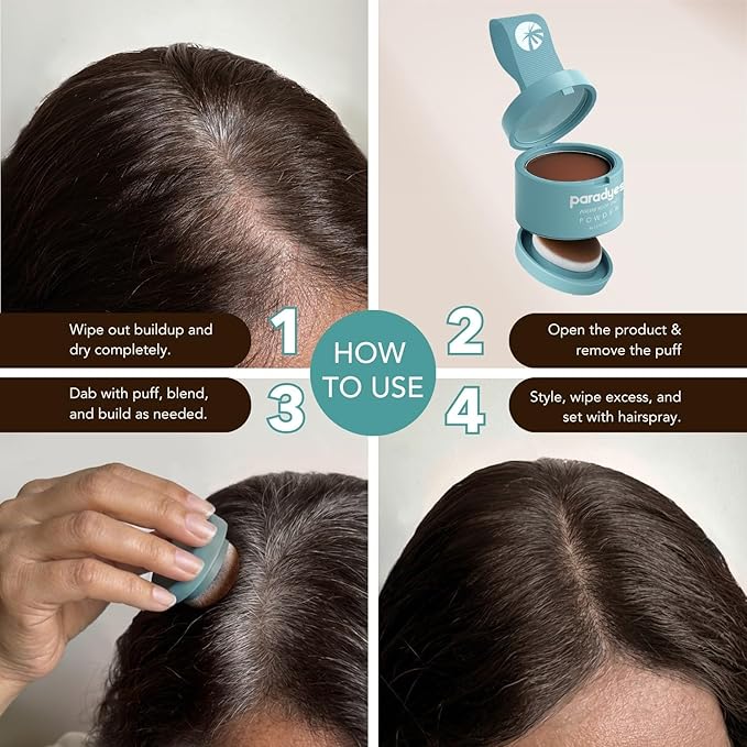 Paradyes Instant Root Tint Hairline Powder - Root Touch Up Hair Color for Gray Coverage - Bald Spot Concealing Hair Powder for Women & Men - 24-Hour Stain-Proof - Dark Brown - 0.14 Ounce