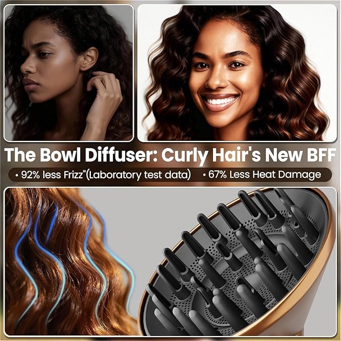 Large Diffuser Attachment Compatible with Dyson Airwrap, Upgraded Diffuser Nozzle to Dryer Faster and Define Curls Hair,Hair Dryer Diffuser Attachment Alternative,for Dyson Airwrap Attachments,Gold