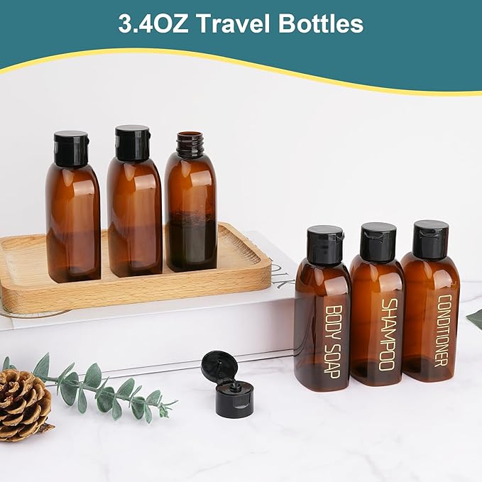 Cosywell Travel Bottles for Toiletries - 6 PCS Shampoo Bottles, TSA Approved Travel Size, Leak Proof Containers with Flip Cap
