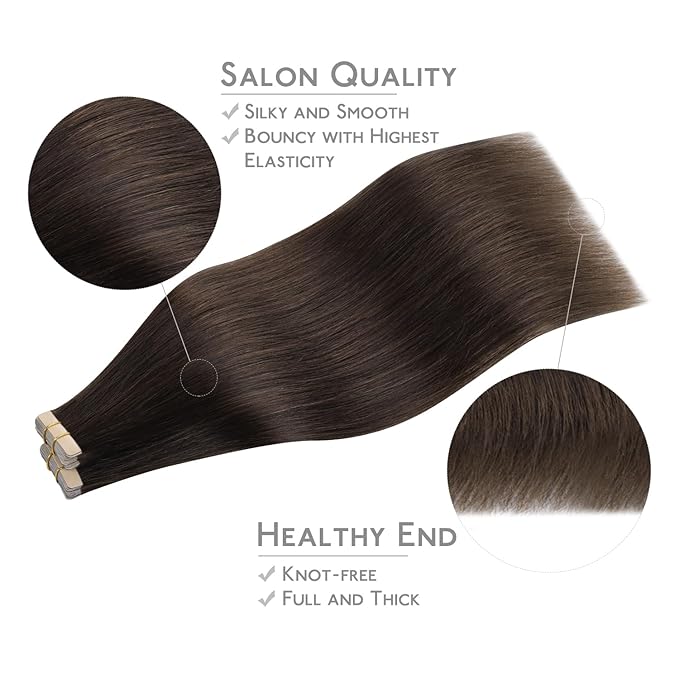 Wennalife Tape in Hair Extensions Human Hair, 40pcs 100g 22 inch Light Dark Brown Hair Extensions Real Human Hair Straight Tape in Extensions Invisible Human Hair Extensions Real Hair Extensions