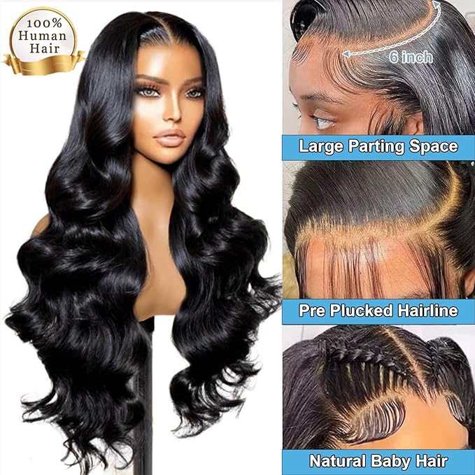 30 Inch HD Lace Front Wig Human Hair [2-year life], 100% Real Human Hair, 13x6 Body Wave Lace Front Wigs for Black Women Glueless Lace Frontal Wig Pre Plucked Bleached Knots 200% Density
