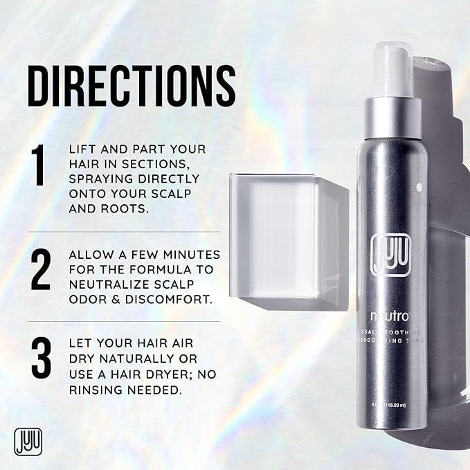 Neutro Soothing Scalp and Hair Deodorizing Tonic Spray 4 Fl Oz, Scalp Odor After Workout Hair Refresher for Women & Men, Odor Neutralizer Spray, Essential Oil Based Fragrance - Peppermint & Rosemary