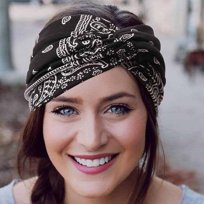 Extra Wide Headbands for Women Large Turban Headband Non Slip Boho Elastic Hairband Hair Twisted Knot Head Bands Accessories