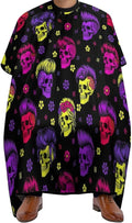Salon Gown Cape Cool Goth Rock Skull Haircut Cloth Wrap Protector, Extra Large Hairdresser Apron for Hair Dye, Barber Aceessories