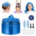 Temporary Hair Color Wax Kit, Stocking Stuffers for Teen Girls, Instant Hair Dye Color Wax Washable Natural Hair Color Cream for DIY Hairstyle on Crazy Hair Day, Easter, Christmas (Blue)