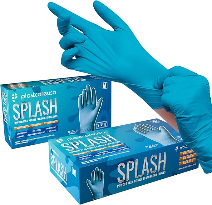 100 Nitrile Exam Gloves 3.5 Mil - Latex & Powder Free, Disposable Non-Sterile Protective Gloves By PlastCare