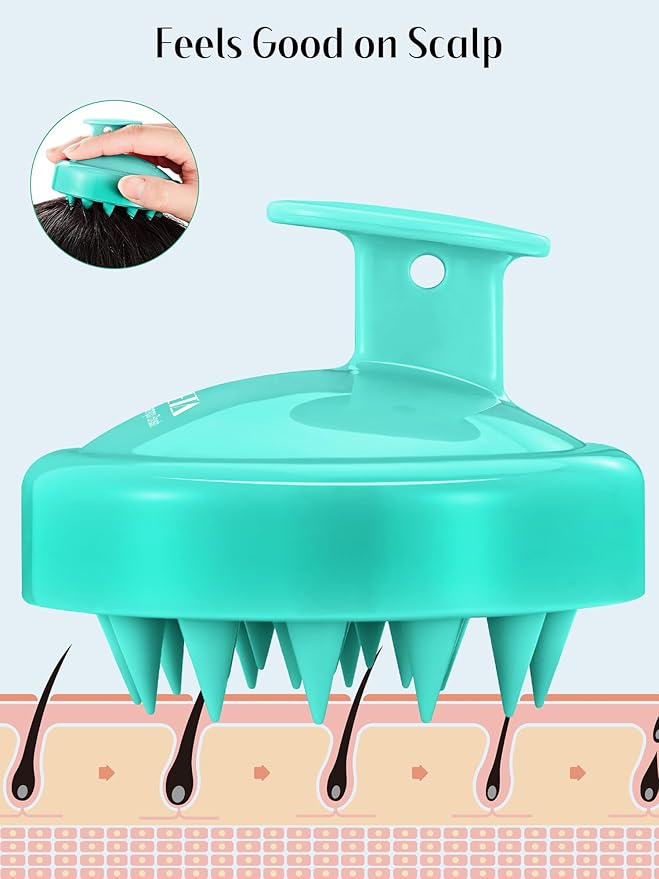 HEETA Scalp Massager Hair Growth 2-Pack, Soft Silicone Scalp Scrubber Shampoo Brush for Exfoliation Dandruff Removal Head Massage Stress Relax, Wet & Dry Use for Women Men Thick Thin Curly Hair Care