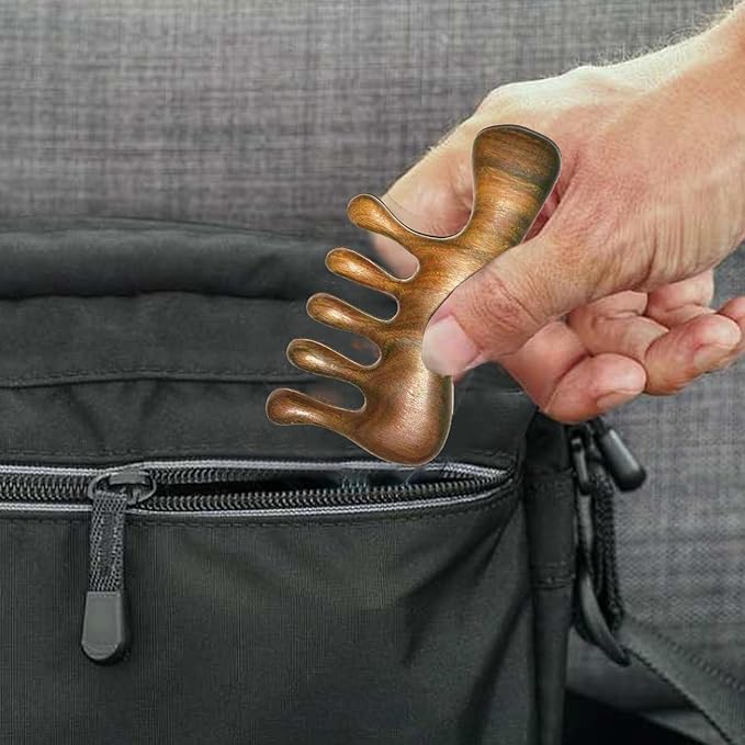 Wood Gua Sha Massage Tools Set,Scraping Scalp Massage Comb,Natural Wooden Gua Sha Tool,Scraping Tool. (Handle Wooden Comb)