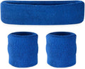 Suddora Sweatbands Set, Moisture Wicking 2 Wristbands and 1 Headband, Breathable Terry Cloth Athletic Bands for Basketball, Tennis, Yoga, Gym, Sweat Bands for Costumes and Cosplay