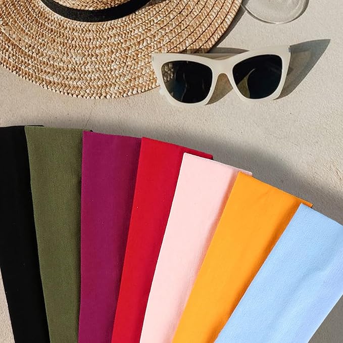 IVARYSS Workout Headbands for Women Non Slip, Premium Stretchy Soft Fabric Head Bands for Women's Hair, Wear for Yoga, Running, Sport, 6 Pack, Solid Color
