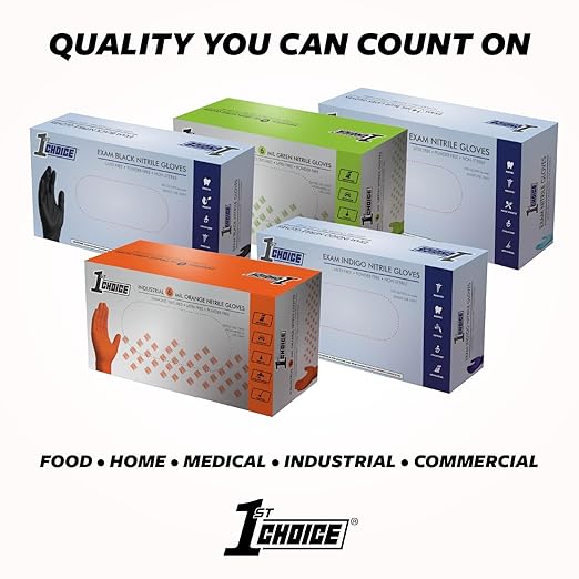 1st Choice 3 Mil Indigo Nitrile Exam Gloves Latex Free, Disposable Medical Grade, Food Prep, Tattoo, X-Large, Case of 1000