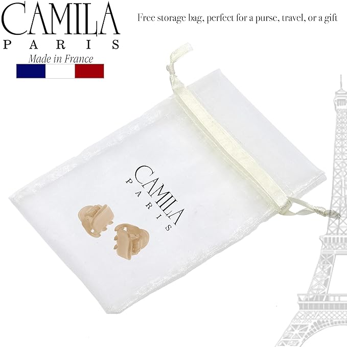 Camila Paris CP3290 French Hair Clip for Women, Set of 2 Small Nude Girls Hair Claw Clips Fashion Durable Hair Accessories for Women, Luxury Ladies Strong Hold No Slip Grip Clamp, Made in France
