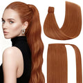 Ve Sunny Hair Extensions Ponytail Real Human Hair Wrap Around Clip in Ponytail Hair Extensions Straight Extensions Human Hair for Women Copper 16inch 80G