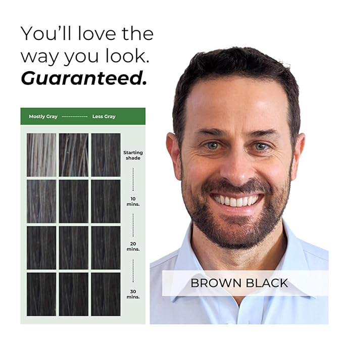 Simpler Hair Color for Men Kit for Full Gray Coverage - Brown Black Hair Dye Foam for Men w/Aloe Vera, Avocado Oil & More - Effortless, 100% Gray Hair Coverage and Beard Dye