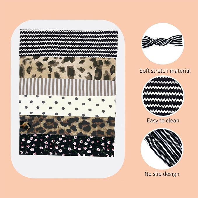 6 Pcs Anti-Slip Elastic Headbands for Women Soft Fabric Yoga Sweatbands with Floral Heart Print Stretchy, Sweat-Absorbent and Lightweight for Fitness, Running and Daily Wear