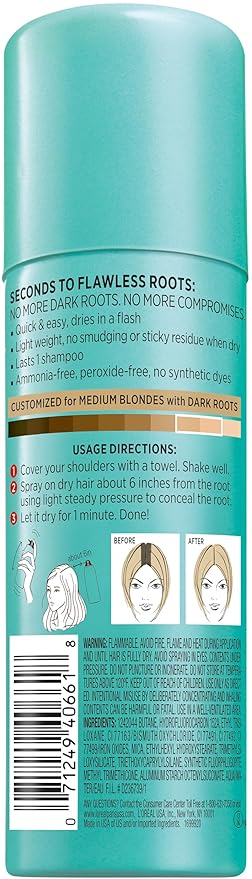 L'Oreal Paris Magic Root Cover Up Concealer Spray for Blondes, Medium Blonde, 2 fl. oz., Ammonia and Peroxide Free, Suitable for Medium Blonde Hair Color