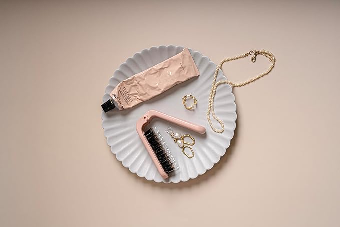 Uffy MiniPop Travel Hair Brush – Mini Folding Boar Bristles for Women, Men & Kids | Kid-Friendly Portable Purse Brush for Wet & Dry Hair, Curly or Straight | Pocket-Size Detangler – Ballet Pink