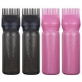 4 Pack Root Comb Applicator Bottle, Hair Oil Comb Applicator for Hair Dye, Shampoos, Salons (Pink+Black)