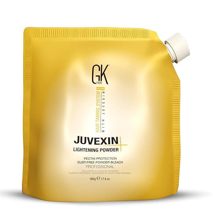 GK HAIR Global Keratin Lightening Powder (17.6 Fl Oz/500g) Pectin Protection Dust Free Powder Bleach Fast Acting Blue Base Prevents Loss of Moisture Provide Ideal Viscosity