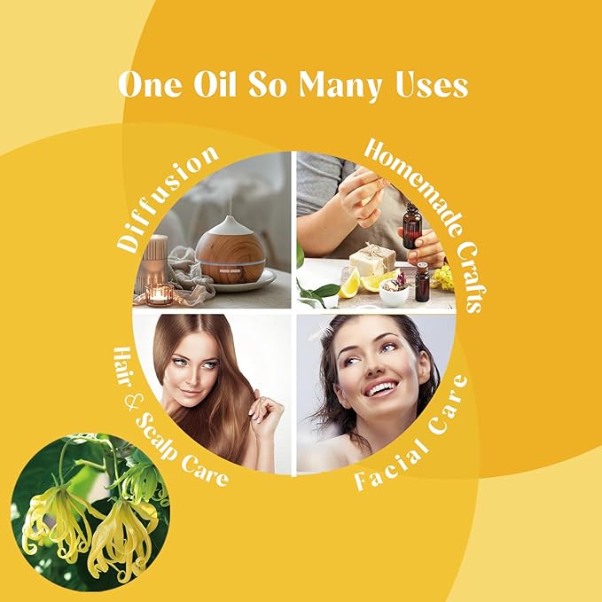 Ylang Ylang Essential Oil Organic for Skin, Diffuser, DIY Crafts - 1 Oz