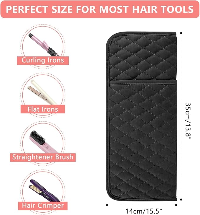 Heat Resistant Hair Tools Organizer Bag Portable Travel Storage Cover Pouch for Hair Straighteners, Curling Irons, Flat Irons and Hot Styling Tools(13.8" x 5.5")