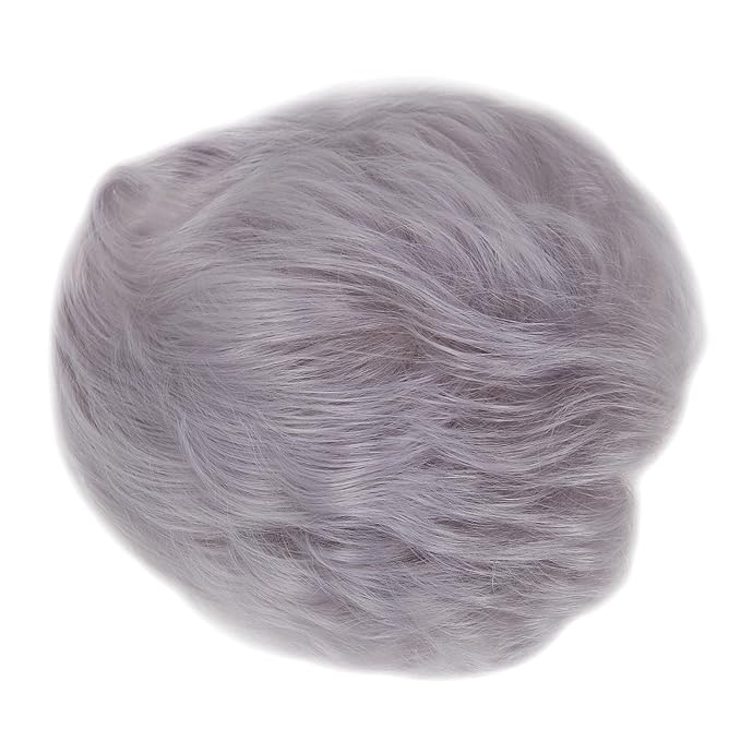 H&Bwig Men Short Toppers Hairpiece Clip in Hair Extensions for Covering White Loss Hair Toupee (silver)