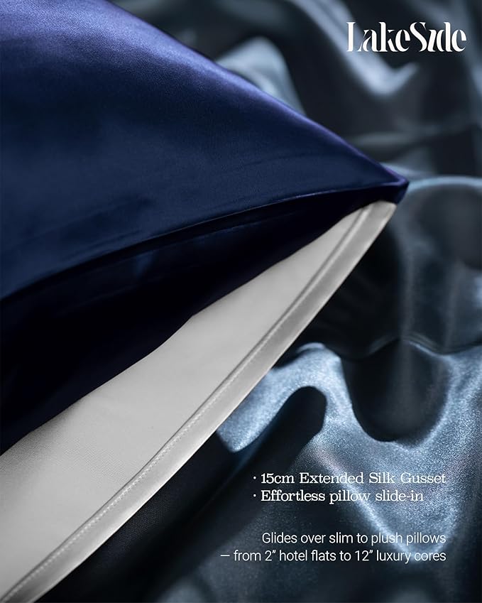 Oriental Lakeside® 100% Pure 22 Momme Mulberry Silk Pillowcase with Envelope Closure - Nighttime Skincare & Hair Care Hydrating Pillow Cover