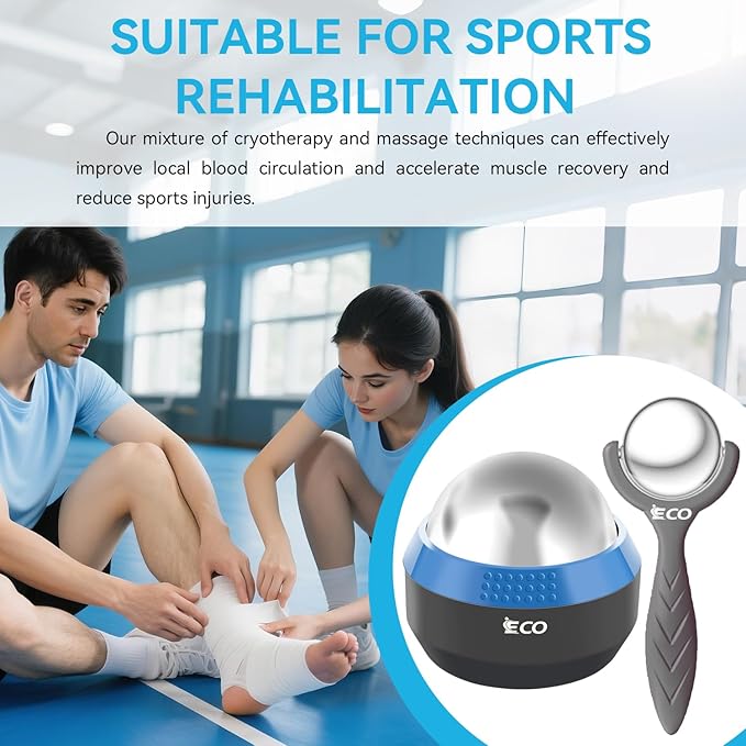 iECO Cryosphere Cold Massage Roller Ball – Ice Cold and Hot for Deep Tissue and Sore Muscle Relief of Stiffness and Stress, Body, Neck, Back, Foot, Plantar Fasciitis, Gifts for Him