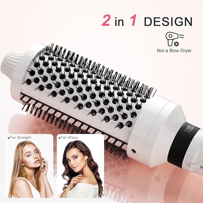 K&K 3 in 1 Thermal Brush Set, Ceramic Hot Brush, Fast Heating Curling Wand for Short, Medium & Long Hair, 5 Temperature Adjustment, Dual Voltage