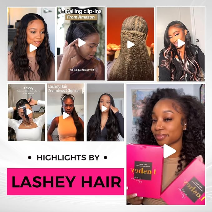 Lashey Seamless Clip in Hair Extensions Human Hair 150g 9pcs 24 Inch Ombre Natural Black to Medium Auburn Straight Clip in Hair Extension for Women PU Weft Hair Extension