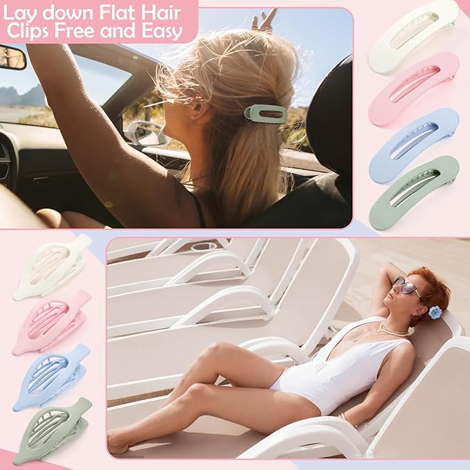 10 Pcs Flat Hair Clips for Women, 3 Styles French Flat Claw Clips Non-slip Matte Hair Clips for Thin Thick Hair, Multicolor