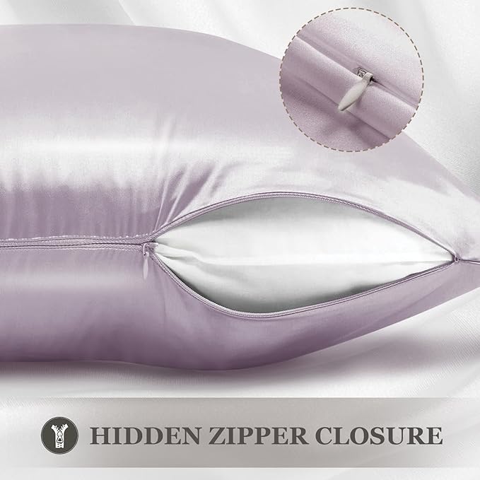Adubor 100% Silk Pillowcase - Mulberry Silk Pillow Cases, 23 Momme 6A Grade Fibers, Silk Pillow Case for Hair and Skin Health, with Hidden Zipper (King 20''×36'', Grayish Purple, 1PC)