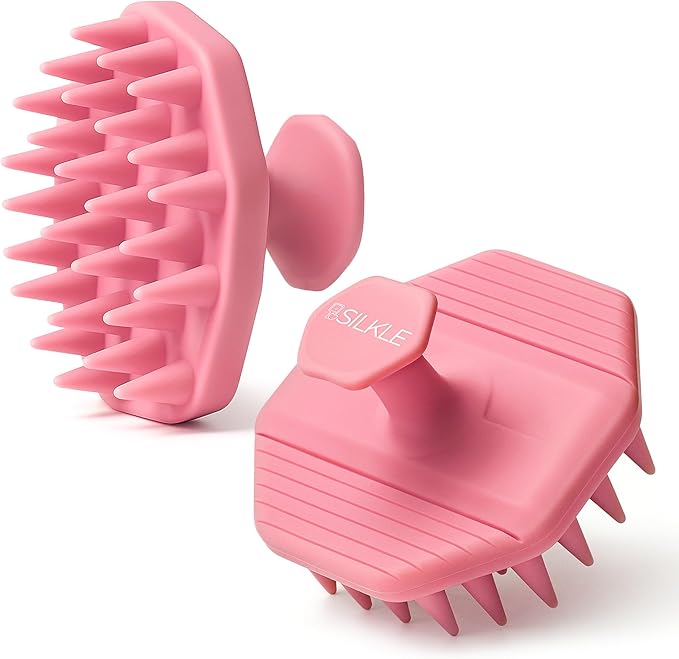 Silicone Scalp Scrubber - Massage Shampoo Brush, Soft Bristles for Hair Growth & Dandruff Removal - Ergonomic Design, Wet & Dry Use, Deep Cleansing Scalp Exfoliator for All Hair Types - Pink
