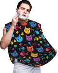 Adjustable Non-Stick Beard Apron, Hair Catcher Cape for Shaving Grooming, Waterproof with Suction Cups Men, Goth Cute Cat and Fish Shave Bib