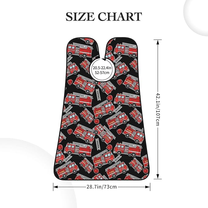 Waterproof Beard Trimming Bib, Non-Stick Hair Catcher for Men Shaving, Grooming Apron for Husband Dad, Cute Cartoon Fire Truck Shave Bib
