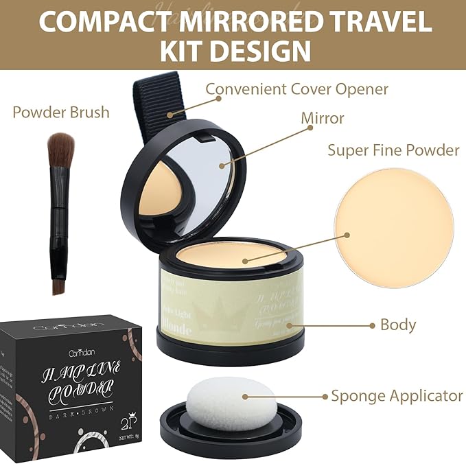 2 Pack Hairline Powder for Women and Men, Used to Root Touch Up Hair Color, Thinning and Gray Hair Coverage and Bald Spots Coverage, Matte Light Blonde