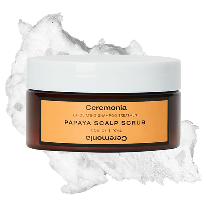 Ceremonia Papaya Scalp Scrub Exfoliating Shampoo Treatment with Papaya Enzymes Pink Salt Detox, 1.69 Fl. Oz. | 50 mL.
