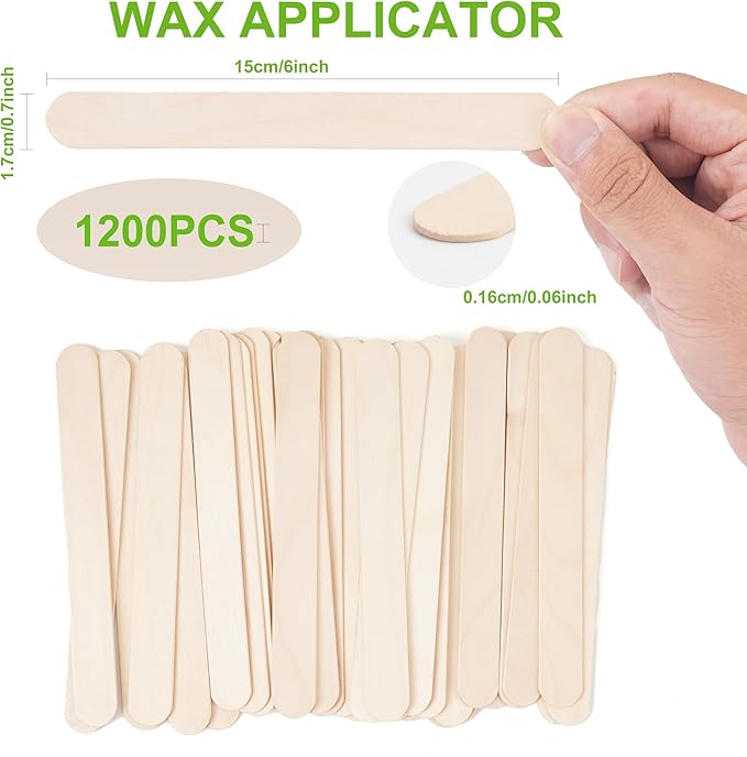 1200 Pieces Large Wooden Wax Sticks, 6-Inch Wood Waxing Sticks Wax Spatulas Applicator, Wood Craft Sticks for Body Hair Removal, Tongue Depressors, Popsicle Sticks
