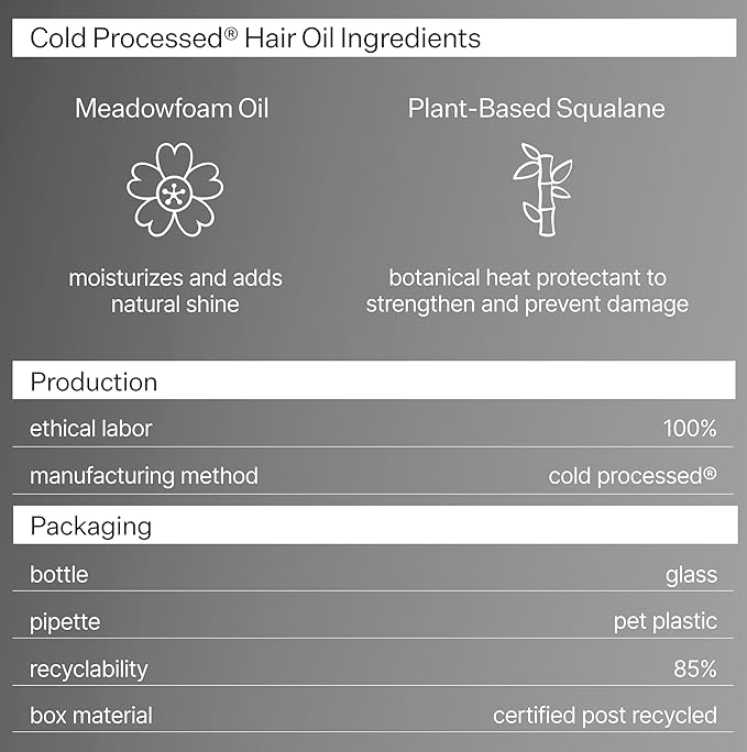 Act+Acre Cold Processed 5% Argan Repair Hair Oil - Moisturizing Argan and Meadowfoam Seed Oil - 100% Plant Based Ingredients - Protects and Prevents Damage and Frizz