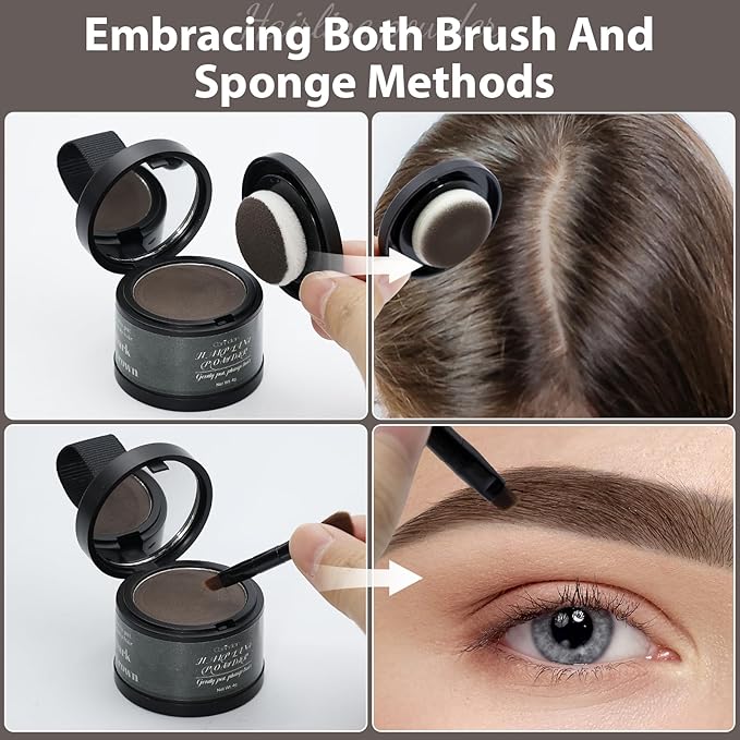 2 Pack Hairline Powder for Women and Men, Used to Root Touch Up Hair Color, Thinning and Gray Hair Coverage and Bald Spots Coverage, Dark Brown