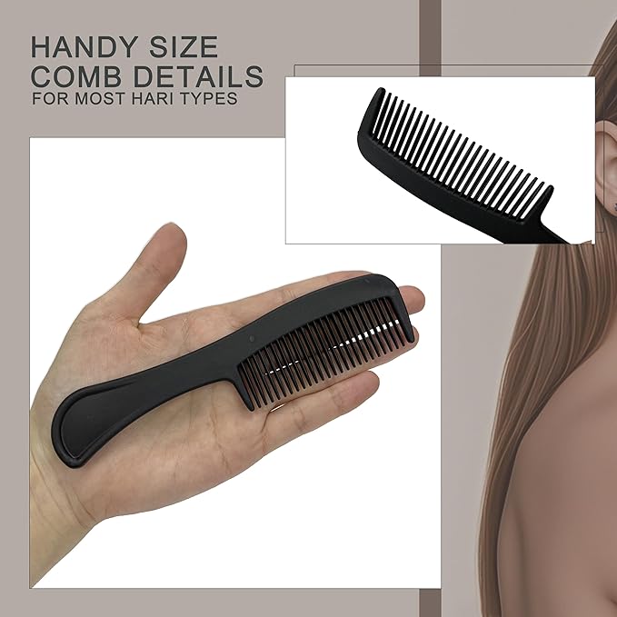 Bulk Hair Combs, Combs Individually Wrapped, Hair Combs in Bulk for Women, Kids, Hotel, Airbnb, Shelter, Homeless, Charity, and Church (Black) (5.9 inches, 250, Count)