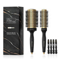 2 in 1 Ceramic Round Brush for Blow Drying,Ceramic Barrel for Hair Styling, Anti-static Bristles, Enhance Texture Volume, for Women & Men,with 4 Hair Clips (2.1 Inch&1.3 Inch)