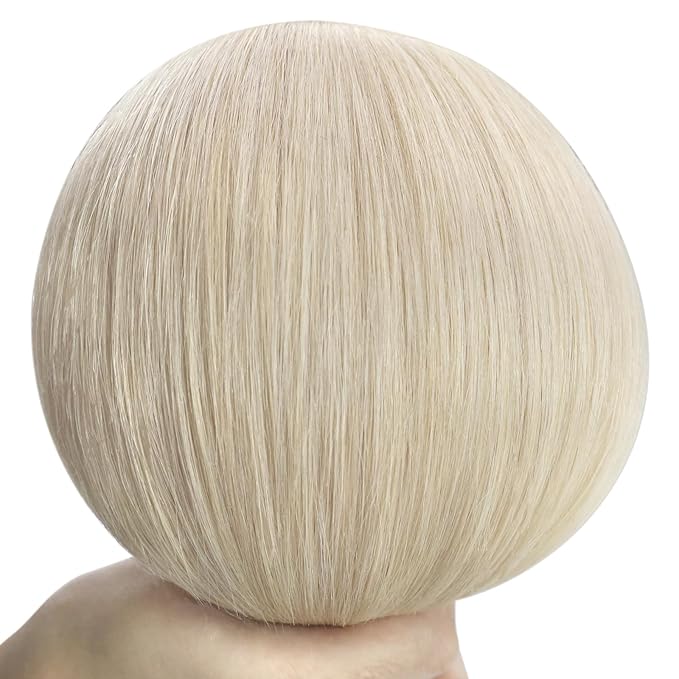 YoungSee 125G Weft Hair Extensions Human Hair Platinum Blonde Sew in Hair Extensions Blonde Remy Hair Weft Extensions for Long Hair 22 inch