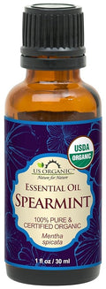 US Organic 100% Pure Spearmint Essential Oil - USDA Certified Organic, Steam Distilled - W/Euro droppers (More Size Variations Available) (30 ml / 1 fl oz)