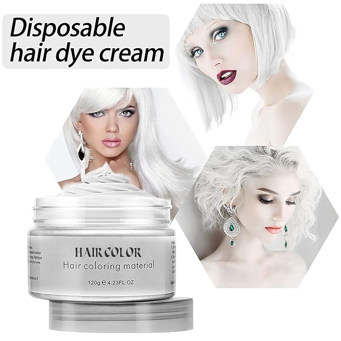 Temporary Hair Color Spray, Natural Hair Coloring Wax Material Disposable Hair Styling Clay Ash for Cosplay, Party, Masquerade, Halloween