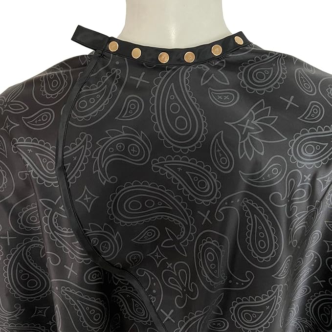 Barber Cape for Men, Haircut Cape with Snaps, Professional Salon Cutting Cape, Large Waterproof Hairdressing Cape Gown Apron for Hairstylist- 63”× 56”(Black Pattern)