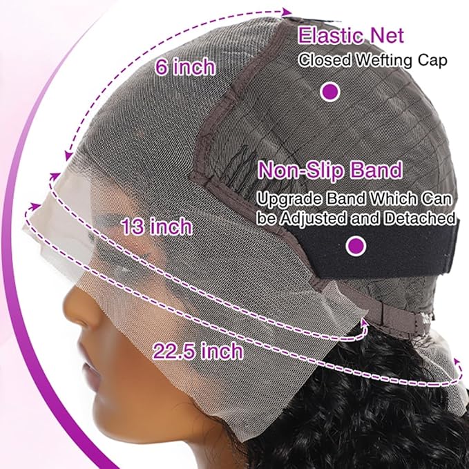 13X6 Deep Curly HD Lace Frontal Wig Human Hair Pre Plucked 210% Density Deep Wave Wigs for Women Wet and Wavy Glueless Lace Front Wig Natural Color 20Inch