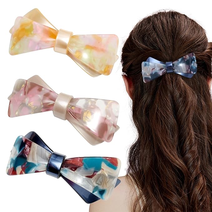 Hair Barrettes - French Barrette for Women Thick Hair - 3 Pcs Large Strong Hold Grip Clip for Women - Decorative Hair Clip (Butterfly Multicolor 1)