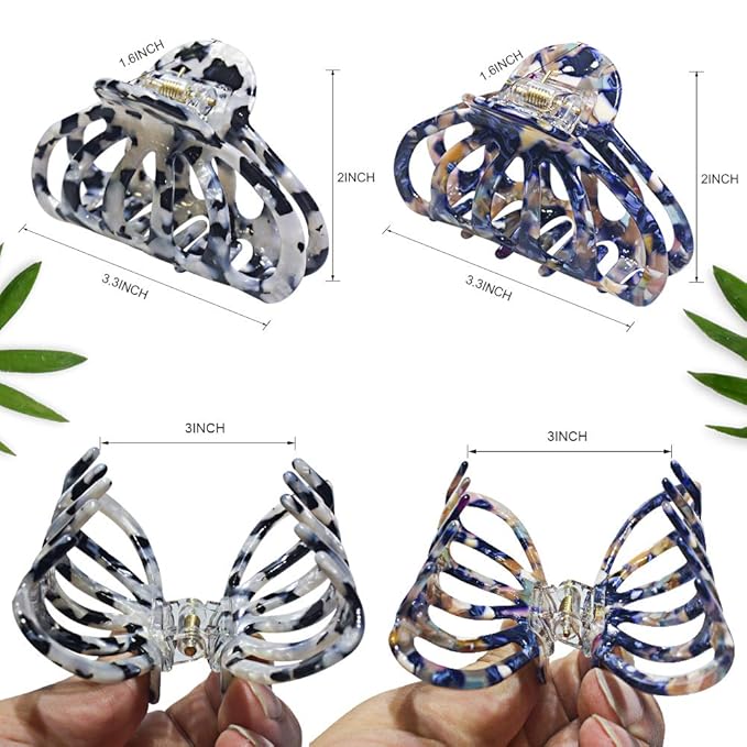 Bohemian Tortoise Shell Hair Clips Women Strong Grip Claw Clips, Ladies Acrylic Celluloid Medium Boho Hair Clips for Fine Thin Hair Accessories